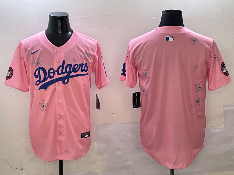 Men Los Angeles Dodgers Blank Pink Sakura Edition 2025 Nike MLB Jersey style 1